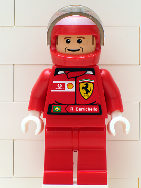 Минифигурка Lego F1 Ferrari - R. Barrichello with Helmet Printed - with Torso Stickers rac023as U